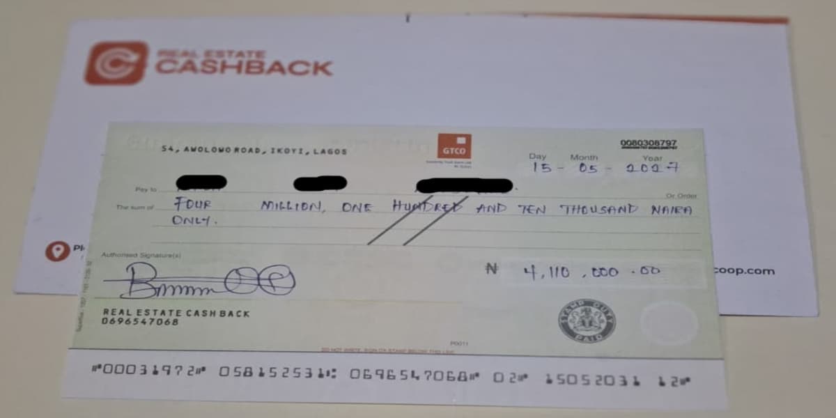 Sample Bank-Guaranteed Post-Dated Cheque