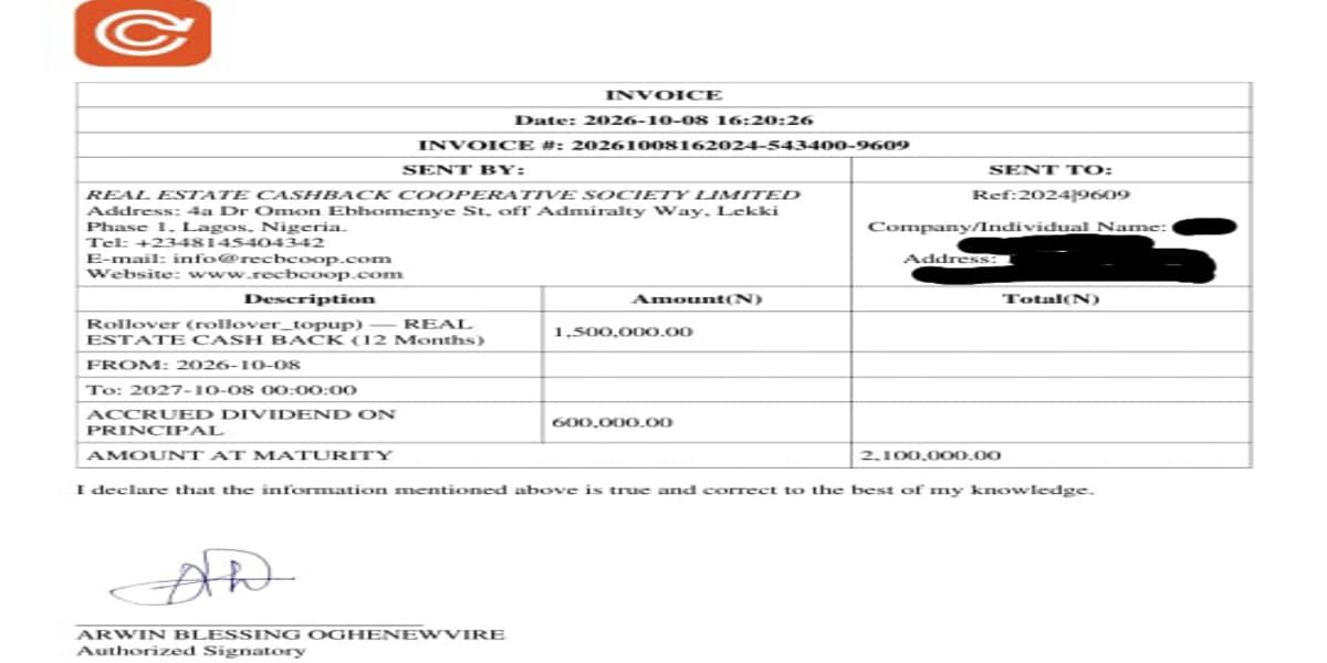 Sample Official Cooperative Receipt and Invoice